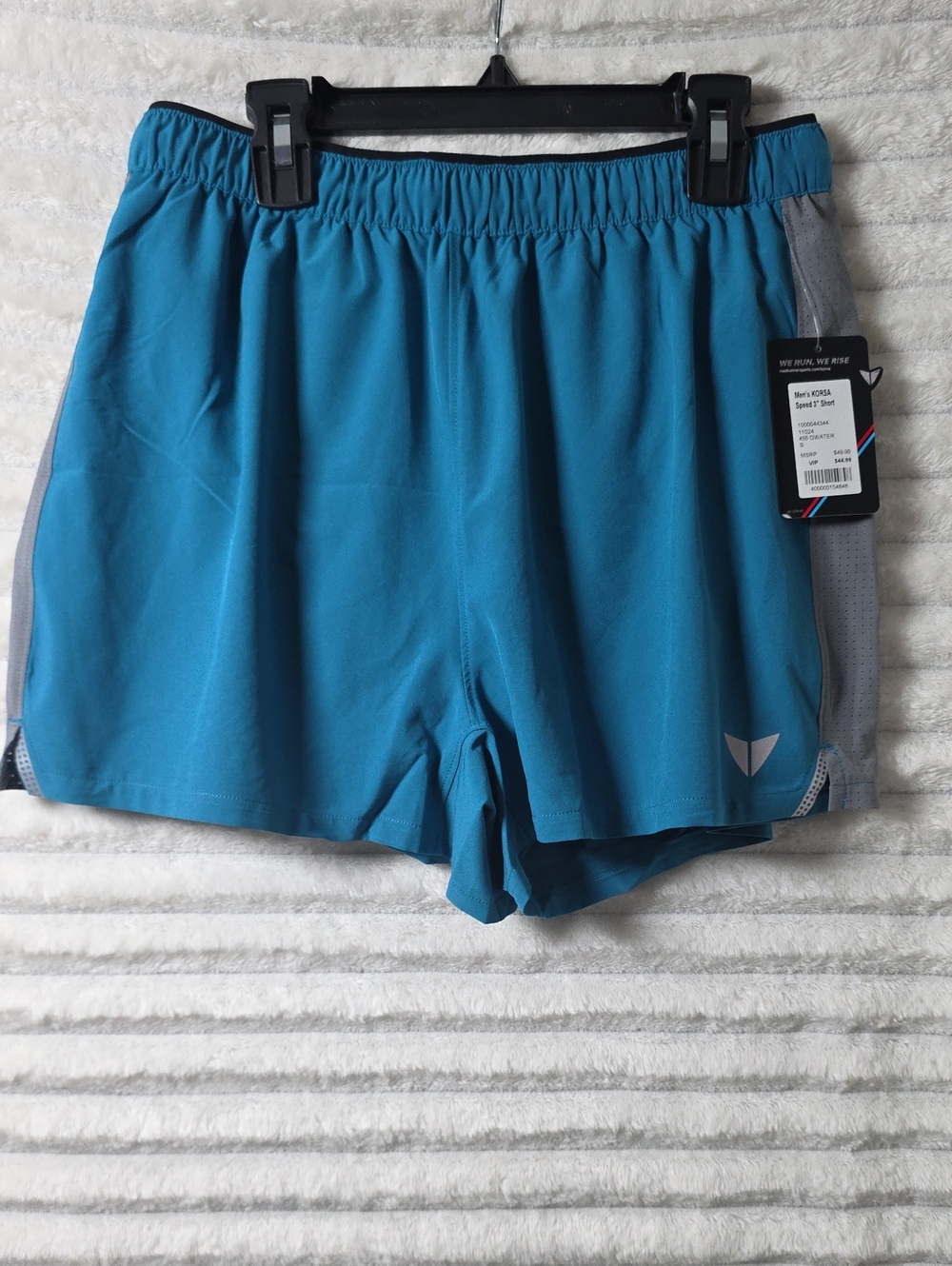 0553 Korsa Blue Athletic Running Shorts with Gray Side Panels